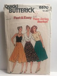 6570 BUTTERICK 80S FAST & EASY FLARE LONGER BUTTON SKIRT PATTERN UNCUT SIZE 10